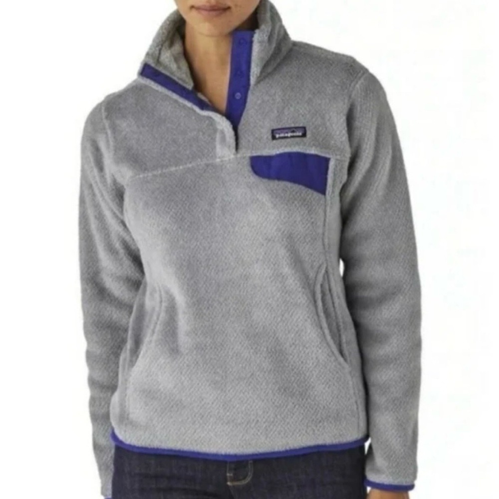 Patagonia Gray Re-Tool Fleece Snap Pullover Women's Size Small - Picture 7 of 7
